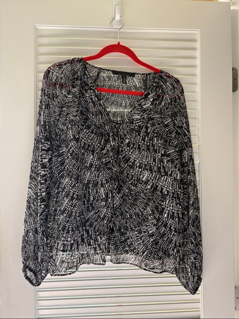 Sheer Black & White Patterned Blouse